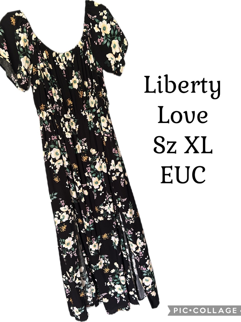 Liberty Love Black Floral Maxi Dress. Sz XL. EUC